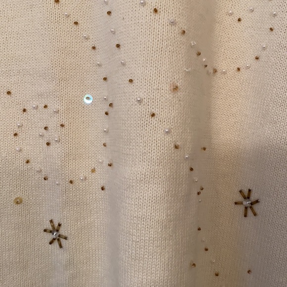 Quaker Factory Christmas sequined creme sweater! - Picture 4 of 9